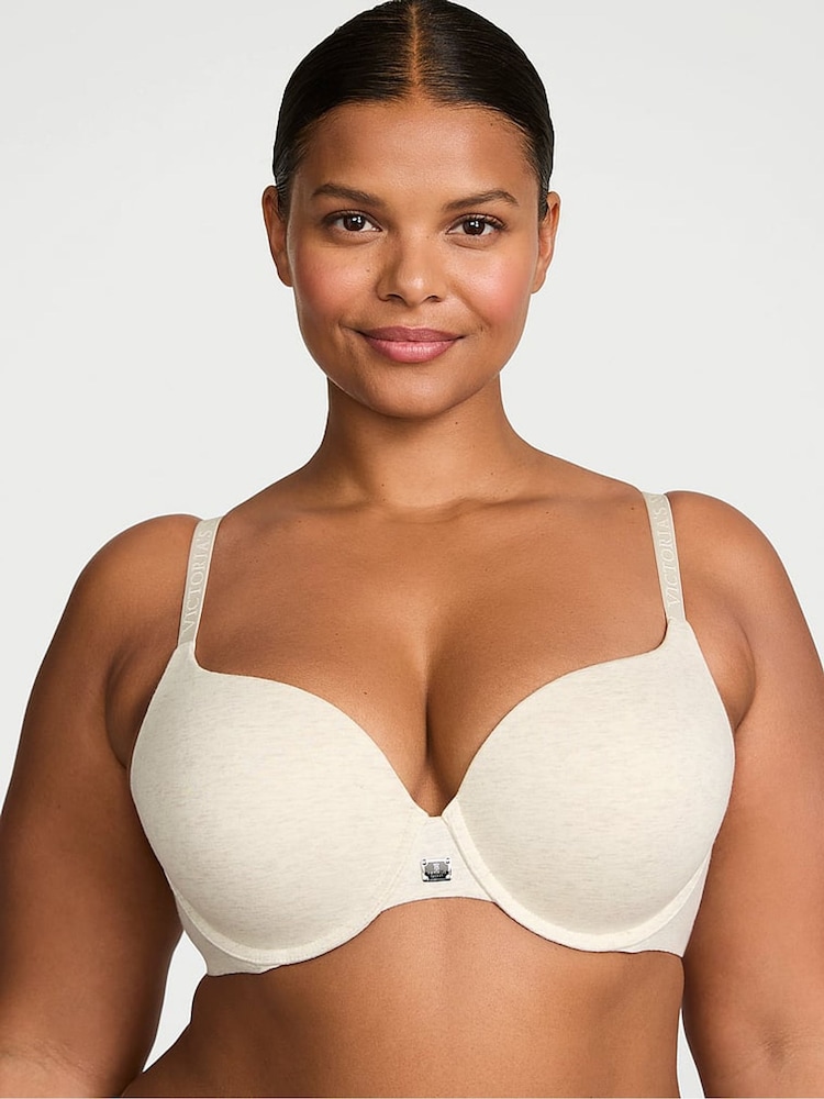 Victoria's Secret Nude Heather Full Cup Push Up Cotton Logo Bra - Image 1 of 2