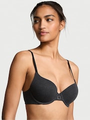 Victoria's Secret Black Heather Full Cup Push Up Cotton Logo Bra - Image 1 of 3