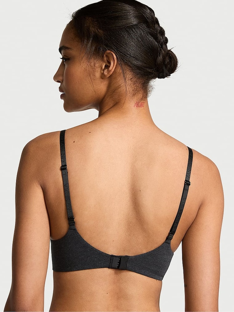 Victoria's Secret Black Heather Full Cup Push Up Cotton Logo Bra - Image 2 of 3