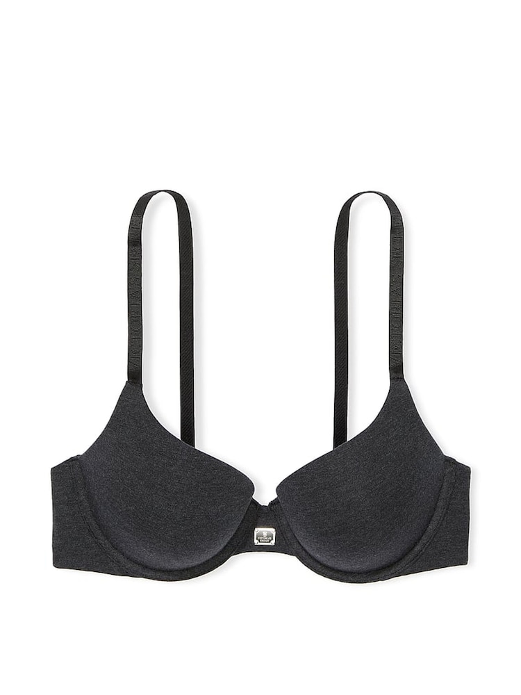 Victoria's Secret Black Heather Full Cup Push Up Cotton Logo Bra - Image 3 of 3