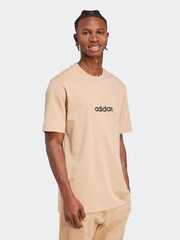 adidas Brown Single Essentials Linear 100% Cotton Jersey T-Shirt - Image 3 of 7
