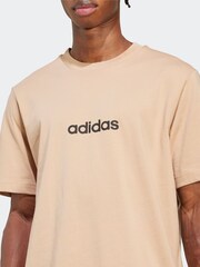 adidas Brown Single Essentials Linear 100% Cotton Jersey T-Shirt - Image 4 of 7
