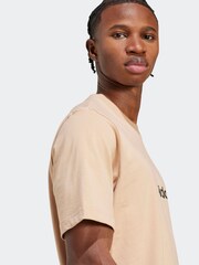 adidas Brown Single Essentials Linear 100% Cotton Jersey T-Shirt - Image 5 of 7