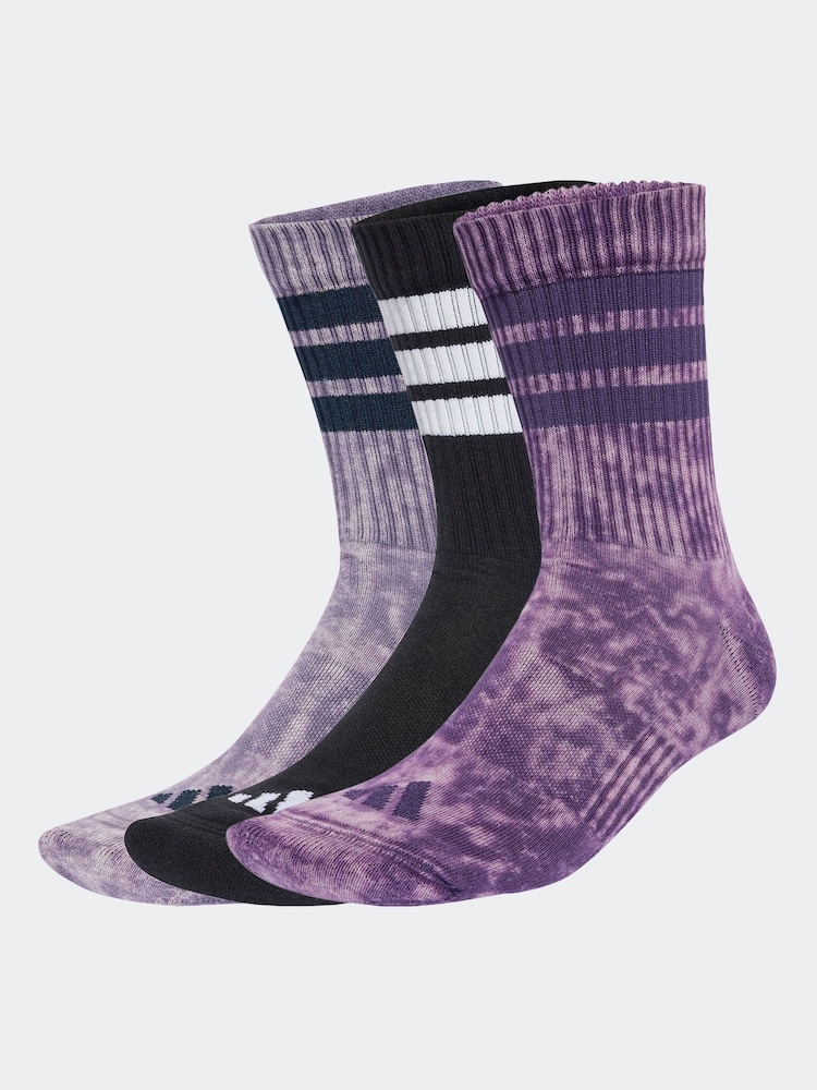 adidas Purple Stonewash Crew Socks 3 Pack - Image 1 of 5