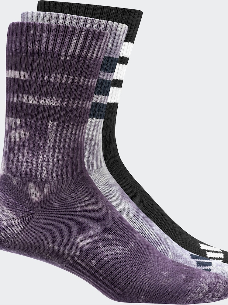 adidas Purple Stonewash Crew Socks 3 Pack - Image 2 of 5