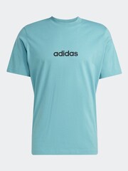 adidas Green Blue Single Essentials Linear 100% Cotton Jersey T-Shirt - Image 7 of 7