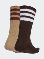 بني - adidas Originals 3-Stripes Ribbed Crew 2 Pairs Socks - صورة 2 من 5