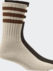 بني - adidas Originals 3-Stripes Ribbed Crew 2 Pairs Socks - صورة 3 من 5