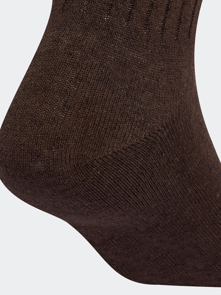 بني - adidas Originals 3-Stripes Ribbed Crew 2 Pairs Socks - صورة 5 من 5