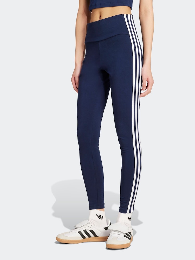 Azul - adidas Originals Adicolour 3-Stripes Cotton Leggings - Imagem 1 de 6