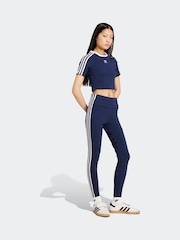 Azul - adidas Originals Adicolour 3-Stripes Cotton Leggings - Imagem 3 de 6