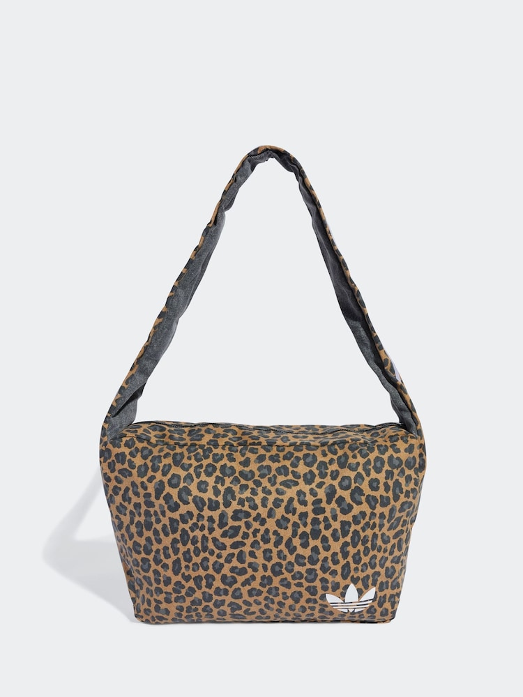 adidas Originals Brown Leopard Print Large Shoulder Bag - Image 1 of 6