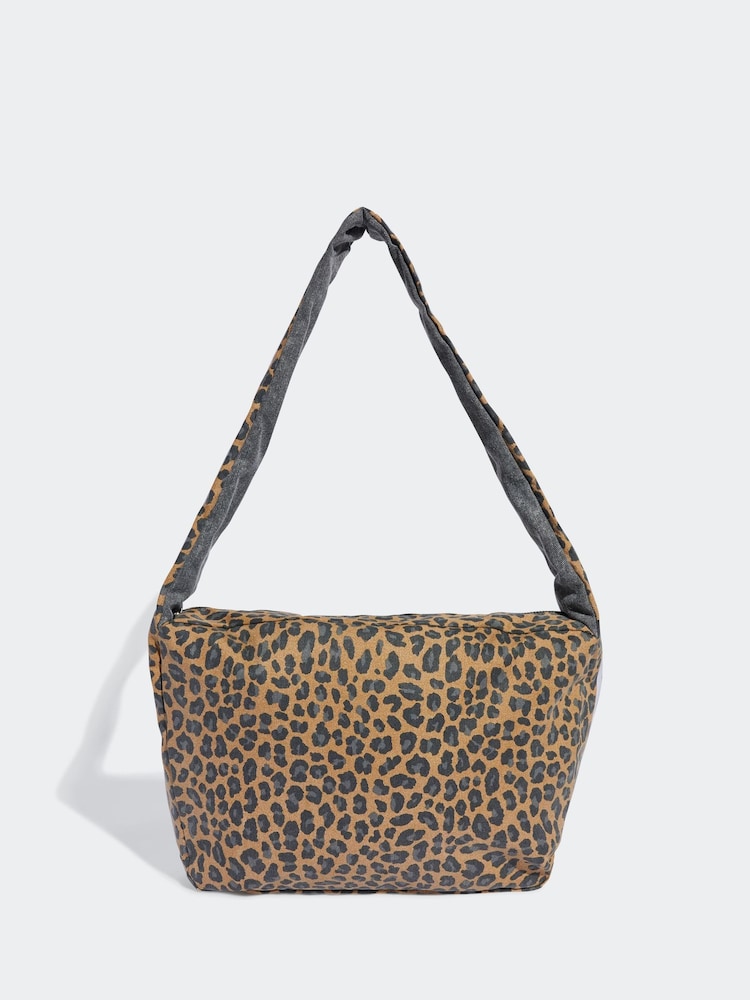 adidas Originals Brown Leopard Print Large Shoulder Bag - Image 2 of 6