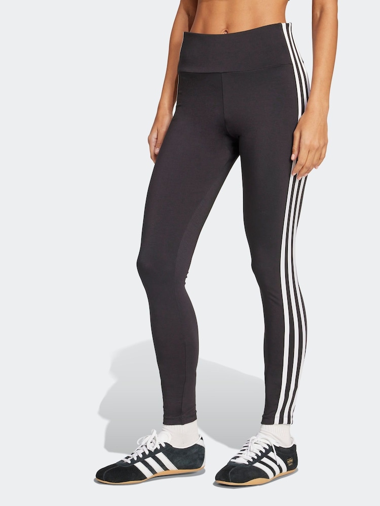 Preto - adidas Originals Adicolour 3-Stripes Cotton Leggings - Imagem 1 de 5