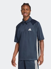 adidas Blue Stadium Jacquard Polo T-Shirt - Image 1 of 6