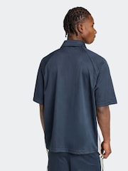 adidas Blue Stadium Jacquard Polo T-Shirt - Image 2 of 6