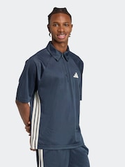adidas Blue Stadium Jacquard Polo T-Shirt - Image 3 of 6