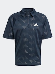 adidas Blue Stadium Jacquard Polo T-Shirt - Image 6 of 6
