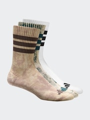 adidas Brown Stonewash Crew Socks 3 Pack - Image 1 of 1