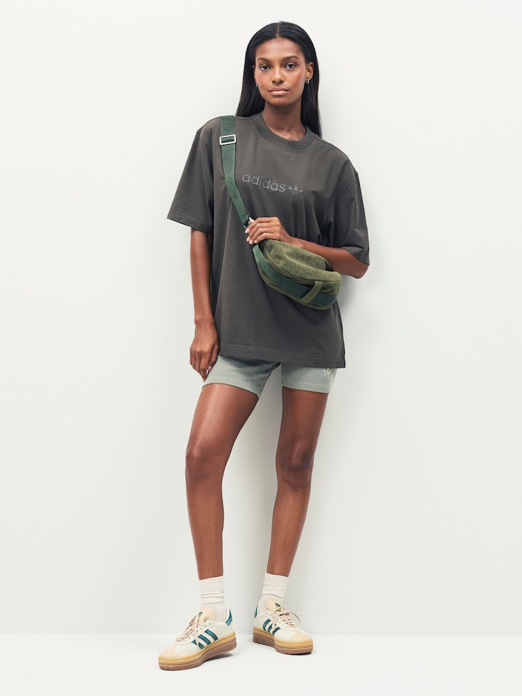 adidas Originals Green Essentials Linear Oversize T-Shirt - Image 2 of 5 adidas Originals Green Essentials Linear Oversize T-Shirt - Image 2 of 5