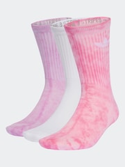 adidas Originals Pink Tie Dye Crew Socks 3 Pack - Image 1 of 4