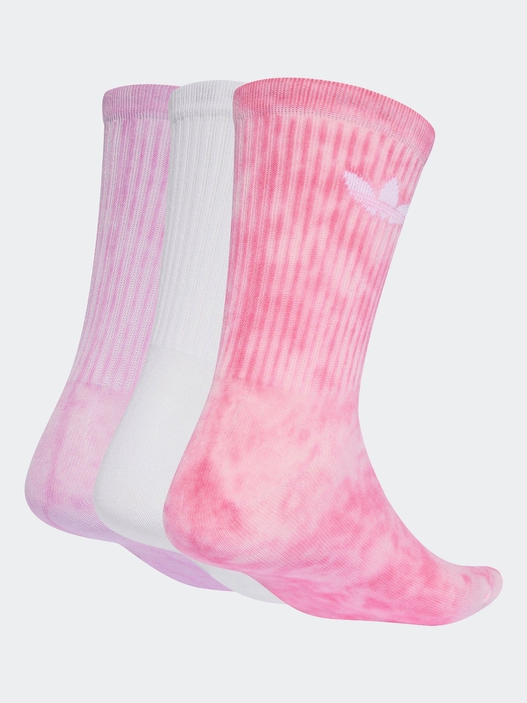 adidas Originals Pink Tie Dye Crew Socks 3 Pack - Image 2 of 4