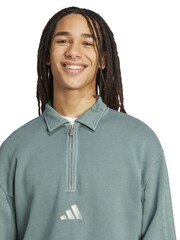 adidas Green All SZN French Terry Washed Half-Zip Sweater - Image 4 of 6