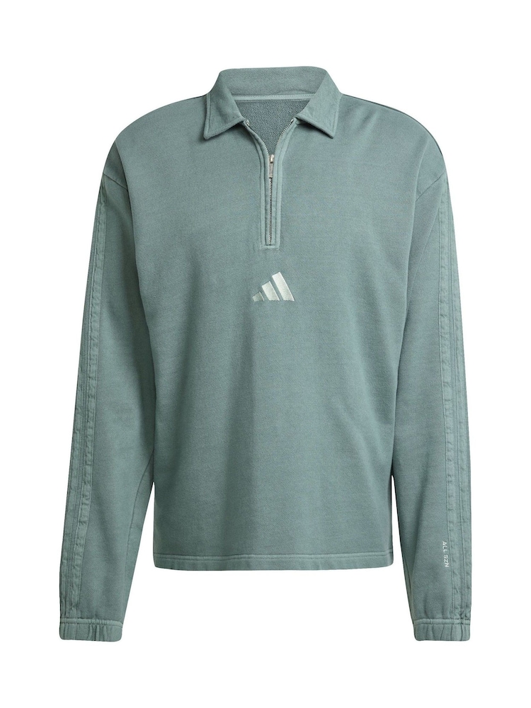 adidas Green All SZN French Terry Washed Half-Zip Sweater - Image 6 of 6