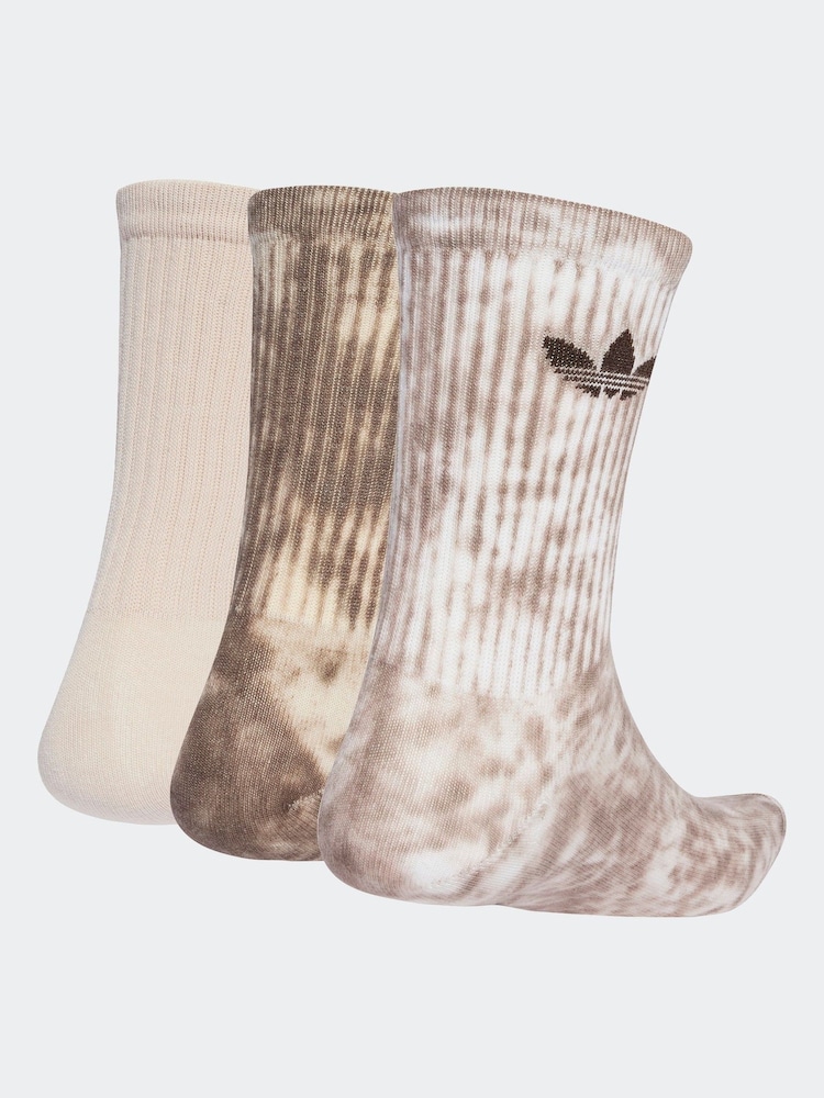 adidas Originals Brown Tie Dye Crew Socks 3 Pack - Image 2 of 4 adidas Originals Brown Tie Dye Crew Socks 3 Pack - Image 2 of 4