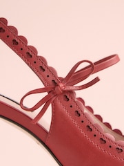 Red Tabitha Simmons x Next Josephine Leather Point Toe Bow Brogue Detail Slingback Shoes - Image 4 of 5