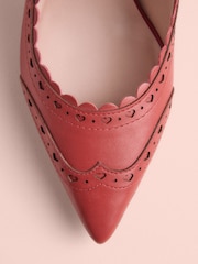 Red Tabitha Simmons x Next Josephine Leather Point Toe Bow Brogue Detail Slingback Shoes - Image 5 of 5