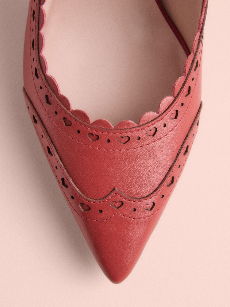 Red - Tabitha Simmons x Next Josephine Leather Point Toe Bow Brogue Detail Slingback Shoes - Image 5 of 5 Red - Tabitha Simmons x Next Josephine Leather Point Toe Bow Brogue Detail Slingback Shoes - Image 5 of 5