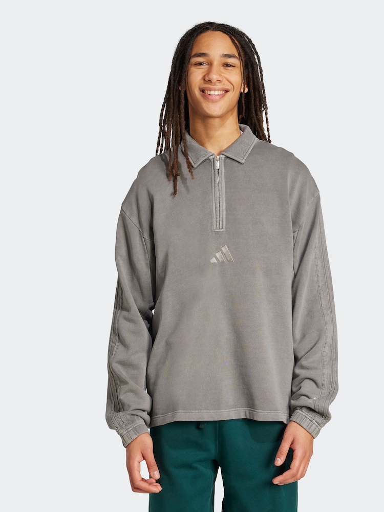 adidas Grey All SZN French Terry Washed Half-Zip Sweater - Image 1 of 6