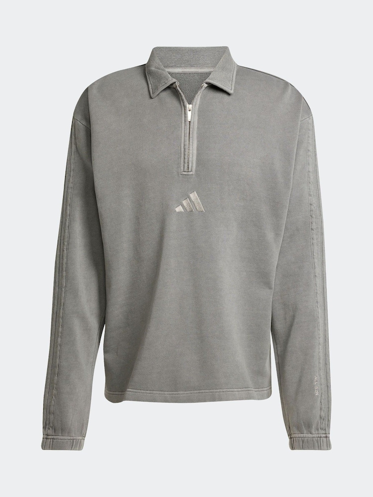 adidas Grey All SZN French Terry Washed Half-Zip Sweater - Image 6 of 6 adidas Grey All SZN French Terry Washed Half-Zip Sweater - Image 6 of 6