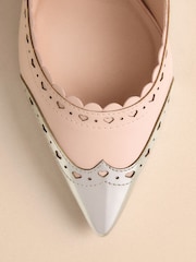 Svetlo roza - Tabitha Simmons x Next Josephine Leather Point Toe Bow Brogue Detail Slingback Shoes - Slika 9 iz 9