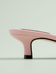 Light Pink Tabitha Simmons x Next Minnie Leather Square Toe Lazer Cut Bow Mule Kitens Shoes - Image 5 of 6
