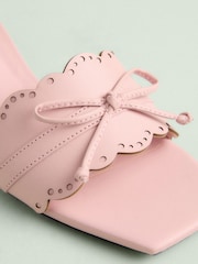 Light Pink Tabitha Simmons x Next Minnie Leather Square Toe Lazer Cut Bow Mule Kitens Shoes - Image 6 of 6