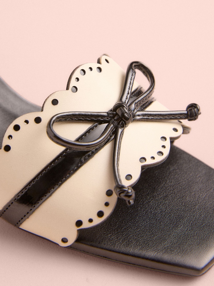 Schwarz/Weiß - Tabitha Simmons x Next Minnie Leather Square Toe Lazer Cut Bow Mule Kitens Shoes - Bild 8 von 8 Schwarz/Weiß - Tabitha Simmons x Next Minnie Leather Square Toe Lazer Cut Bow Mule Kitens Shoes - Bild 8 von 8