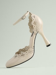 Bone Tabitha Simmons x Next Orton Leather Round Toe Laser Cut Detail Heels - Image 1 of 6