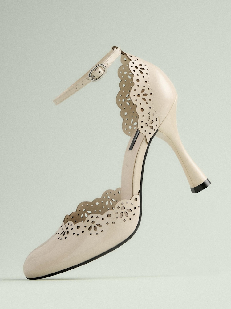 Bone Tabitha Simmons x Next Orton Leather Round Toe Laser Cut Detail Heels - Image 1 of 6