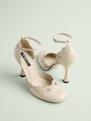 Bone Tabitha Simmons x Next Orton Leather Round Toe Laser Cut Detail Heels - Image 2 of 6