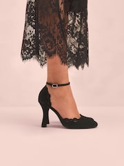 Black Tabitha Simmons x Next Orton Leather Round Toe Laser Cut Detail Heels - Image 1 of 11