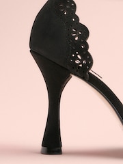 Black Tabitha Simmons x Next Orton Leather Round Toe Laser Cut Detail Heels - Image 8 of 11