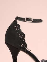Black Tabitha Simmons x Next Orton Leather Round Toe Laser Cut Detail Heels - Image 9 of 11