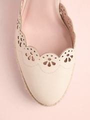 Bone Tabitha Simmons x Next Rosa Leather Laser Cut Detail Espadrille Wedges - Image 6 of 7