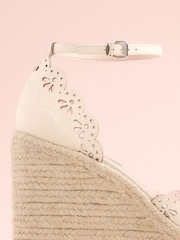 Bone Tabitha Simmons x Next Rosa Leather Laser Cut Detail Espadrille Wedges - Image 7 of 7