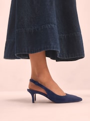 Navy Leather Tabitha Simmons x Next Dela Slingback Point Heels - Image 1 of 8