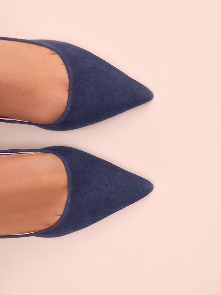 Navy Leather Tabitha Simmons x Next Dela Slingback Point Heels - Image 4 of 8