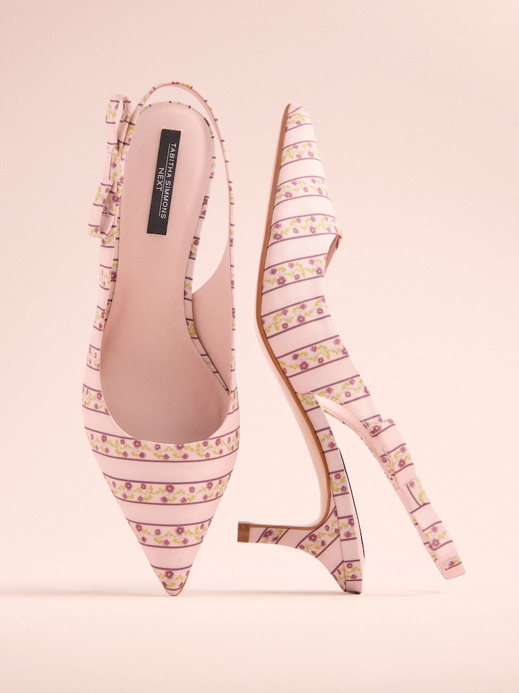 Pink Floral Tabitha Simmons x Next Dela Slingback Point Heels - Image 1 of 6