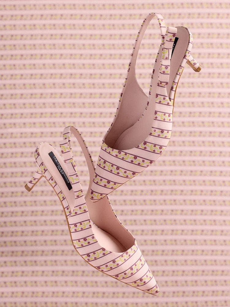 Pink Floral Tabitha Simmons x Next Dela Slingback Point Heels - Image 2 of 6